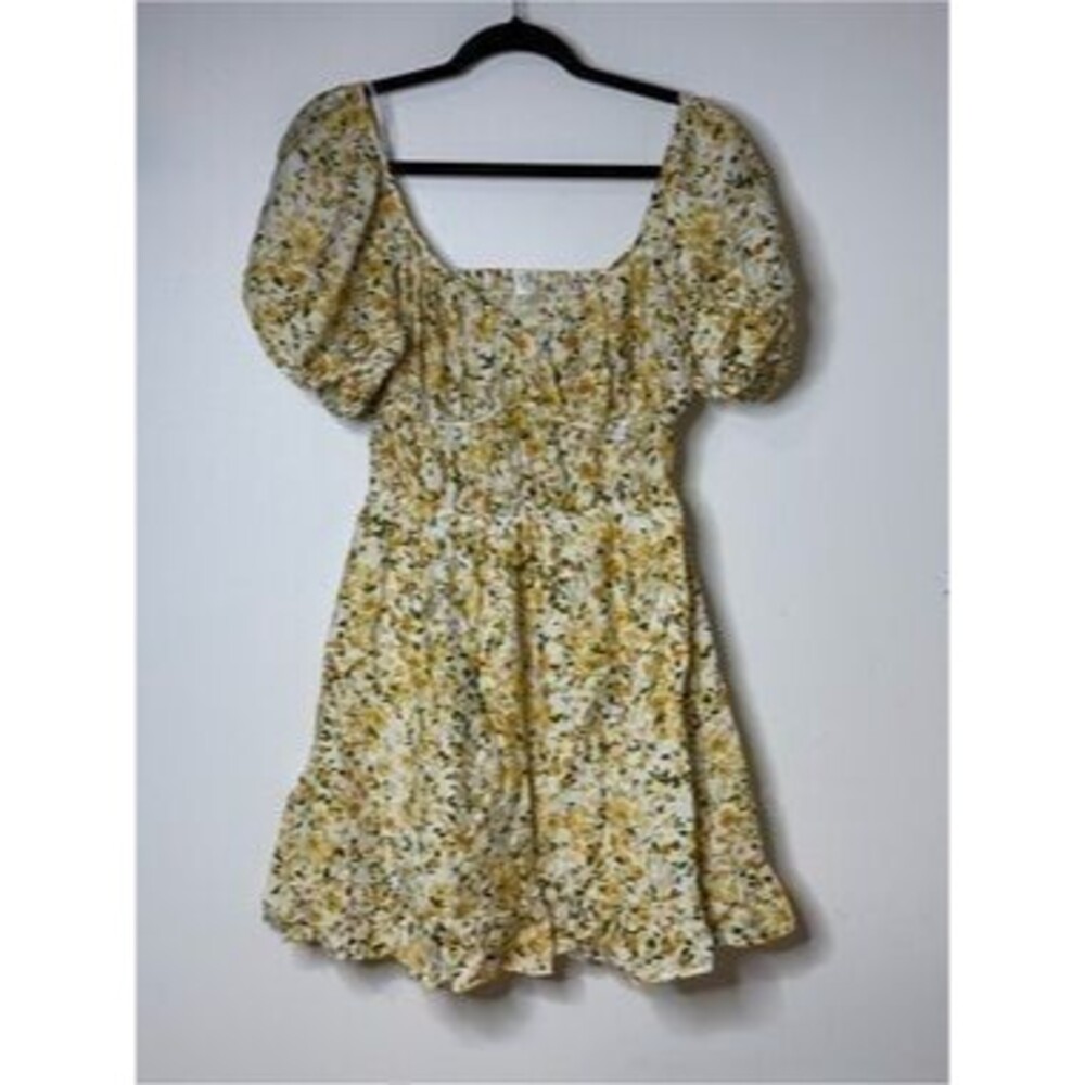 Sienna Sky Yellow Floral Puff-Sleeve Cottagecore Mini Dress